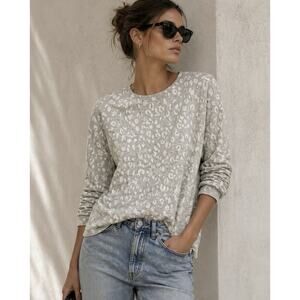 All Saints Lightwght Yosa Gray Leopard Print Japanese Cloth Minimalist Top Sz 4